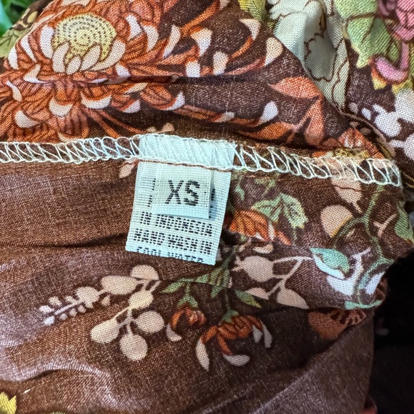 Aura The Label Maxi Dress, Maroon-Brown, Floral, V-Neck, 3/4 Sleeve, Handmade XS - Picture 5 of 7